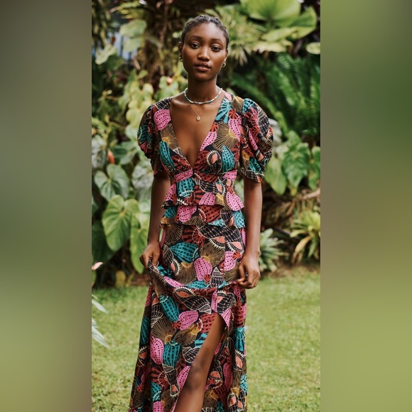 FARM Rio Shell Mix Midi Dress Small NWOT - Picture 1 of 6